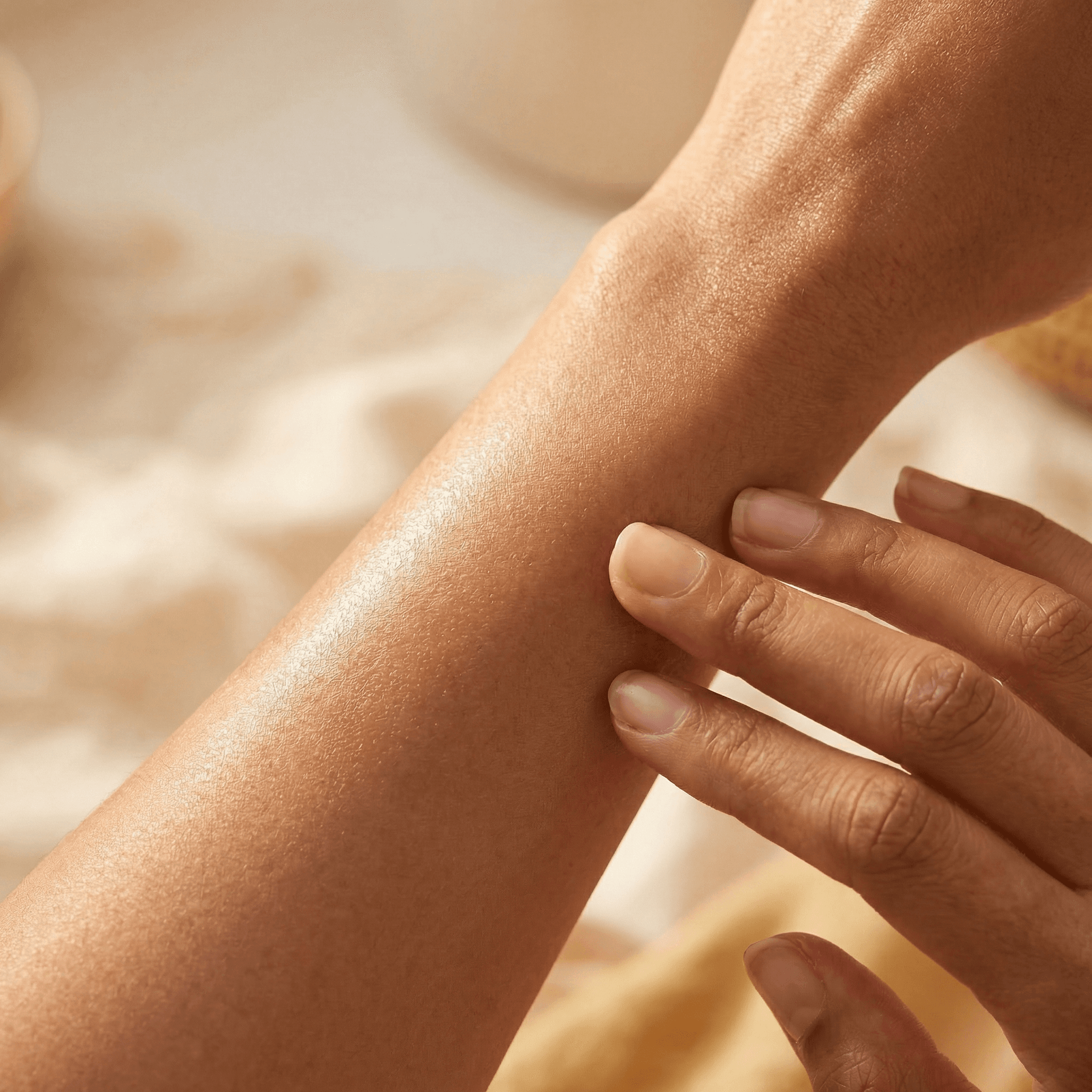 BUTTR absorbed into forearm skin, soft natural sheen