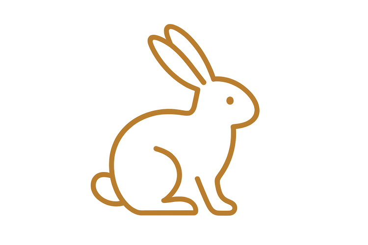 Bunny outline
Color: #B29139
Stroke weight: 1.5–2px line
Background: Transparent
