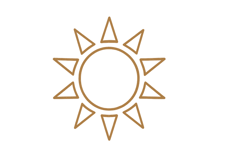 Simple sun outline
Color: #B29139
Stroke weight: 1.5–2px line
Background: Transparent
